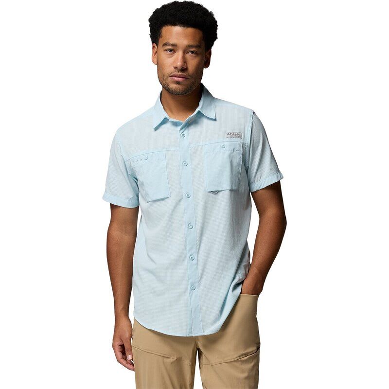 コロンビア メンズ トップス シャツ 半袖 Columbia Wild Cast Vent ShortSleeve Shirt Mens Marine Light
