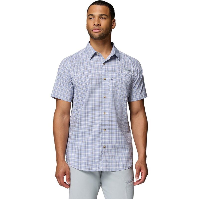 コロンビア メンズ トップス シャツ 半袖 Columbia Harbor Peak ShortSleeve Shirt Mens Twilight Offshore Tartan