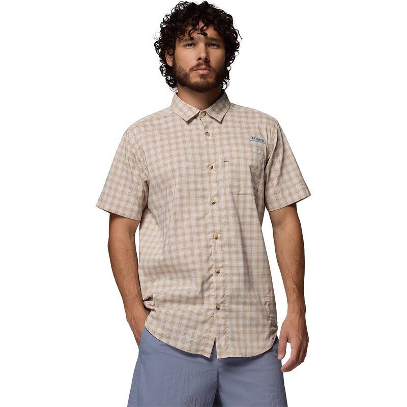 コロンビア メンズ トップス シャツ 半袖 Columbia Harbor Peak ShortSleeve Shirt Mens Dark Stone Driftnet Plaid ストーン