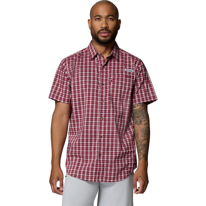 コロンビア メンズ トップス シャツ 半袖 Columbia Harbor Peak ShortSleeve Shirt Mens Beet Offshore Tartan