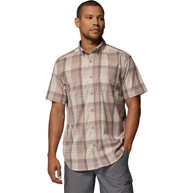 コロンビア メンズ トップス シャツ 半袖 Columbia Rapid Rivers II Shirt ShortSleeve Mens Flint GreyBase Plaid グレー