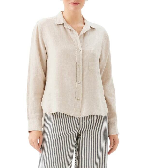 カレンケーン レディース トップス シャツ リネン Karen Kane Linen Point Collar Long Sleeve Button Front Shirt Oat 36,270円