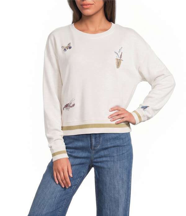ペンドルトン レディース トップス Tシャツ クルーネック パイル 刺繍 ニット Pendleton Knit French Terry Crew Neck Long Sleeve Nautical