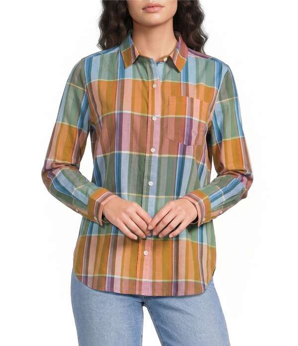 ペンドルトン レディース トップス シャツ Pendleton The Perfect One Plaid Point Collar Long Sleeve ShirtealOrange Multi