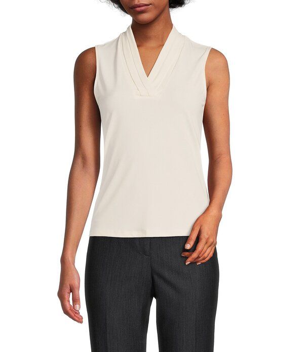 アンクライン レディース トップス シャツ ニット Anne Klein Knitripleatank Top White ホワイト