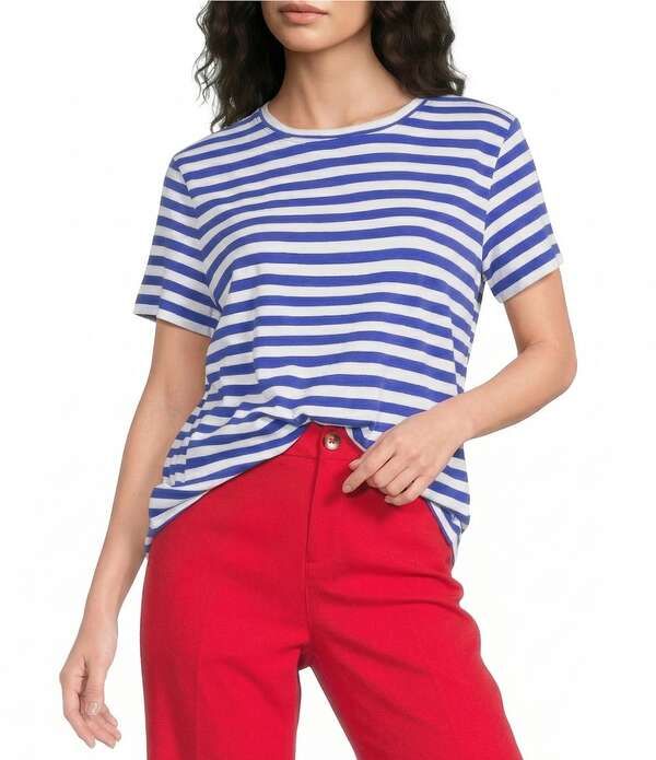 ウエストバウンド レディース トップス Tシャツ クルーネック プリント Westbound Perfect Outfit Pickstripe Print Short Sleeve Crew Nec
