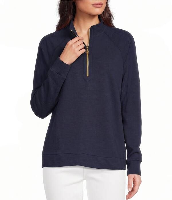 リリーピュリッツァー レディース アウター ニット・セーター ハーフジップ モックネック Lilly Pulitzer Ashlee Quarter Zip Mock Neck Long Sleeve