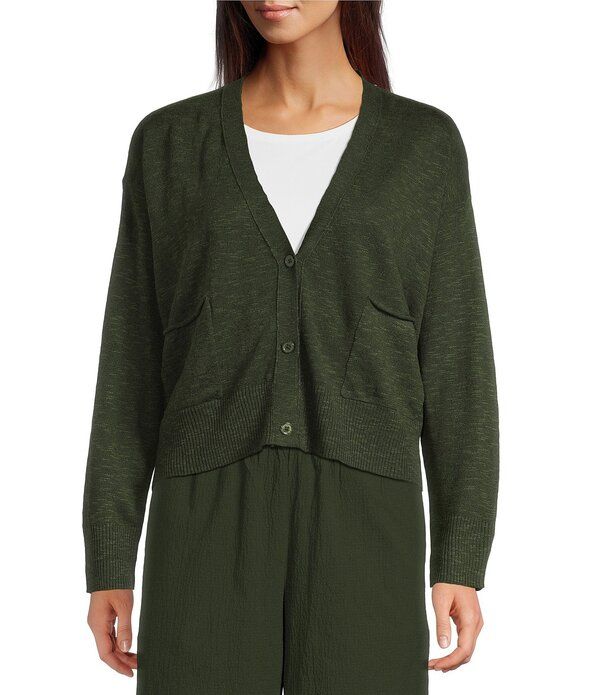 エイリーンフィッシャー レディース アウター ニット・セーター Vネック カーディガン Eileen Fisher Organic Slub Knit VNeck Long Sleeve Cardig