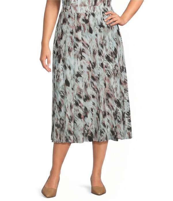 カスパール レディース ボトムスカート プラスサイズ プリーツ ミディ Kasper Plusize Pull On Pleated Midi Skirt Se Glass Multi マルチカラー