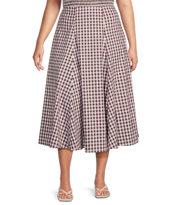 ルーシーパリ レディース ボトムスカート A ライン ギンガムチェック プラスサイズ プリント ミディ ギンガム Lucy Paris Plusize Hope Gingham Print ALine