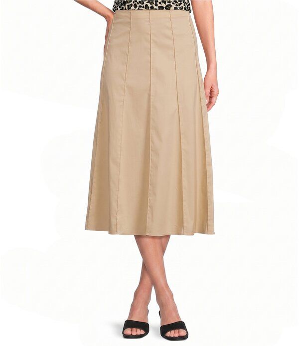 アンクライン レディース ボトムスカート A ライン プチ ミディ Anne Klein Petite Size Poplin Paneled A Line Midi Skirt Safari