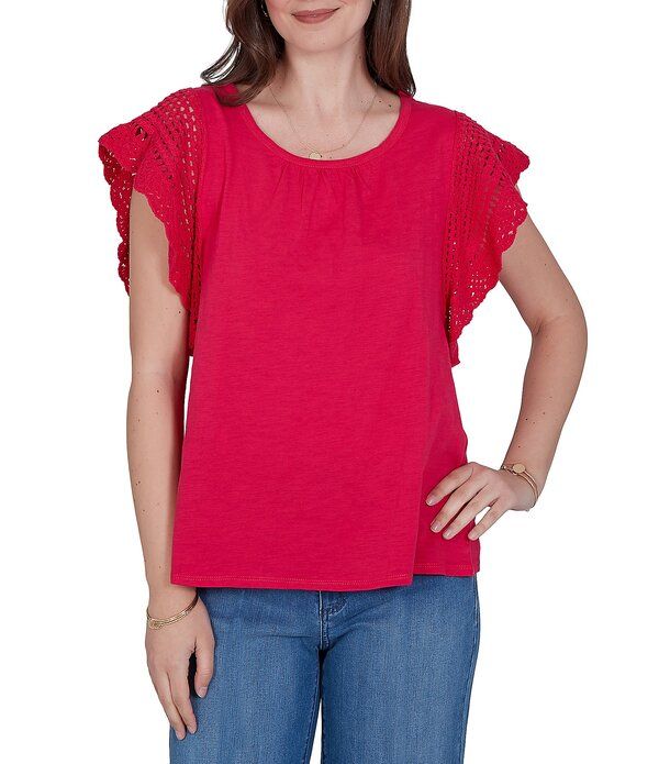 ルビーアールディー レディース トップス Tシャツ プチ コットン ニット ジャージー Ruby Rd Petite Size Cotton Slub Jersey Knit Solid Scoop 14,045円