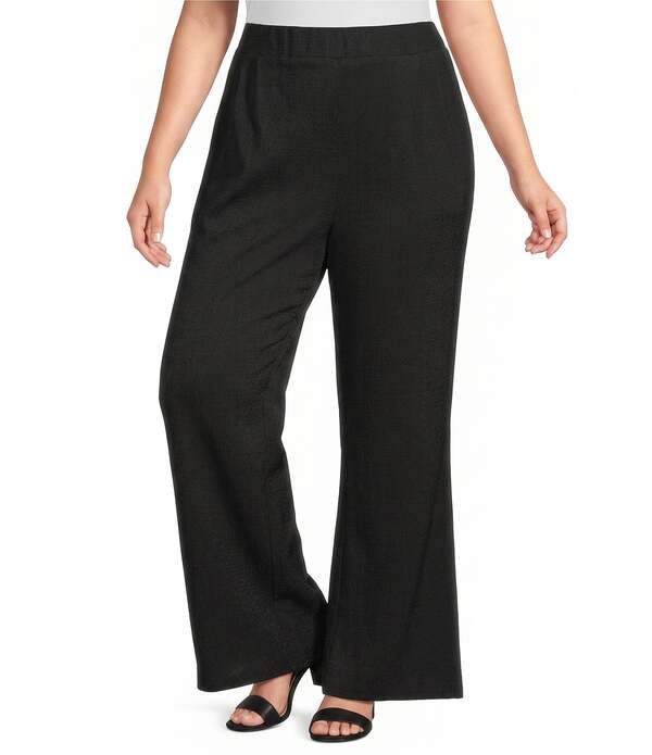 カレッサ レディース ボトムス カジュアルパンツ ワイドレッグ プラスサイズ ニット Calessa Plusize Ponte Knit Wide Leg Cropants Black ブラック