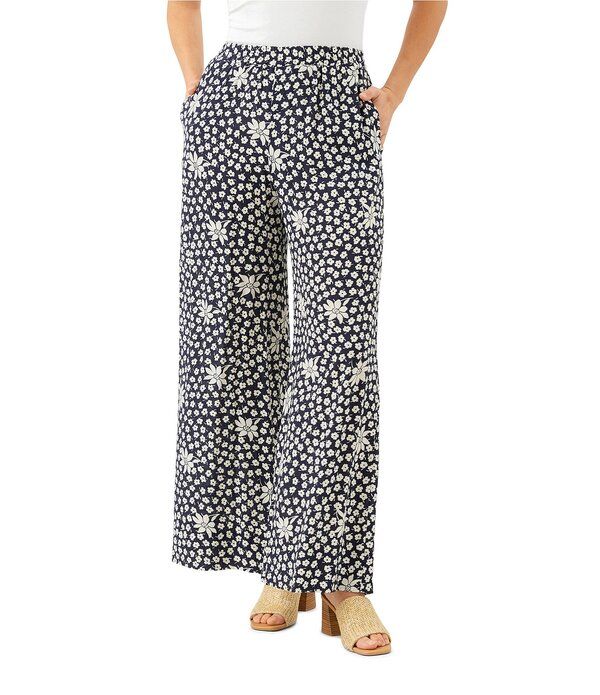 カレンケーン レディース ボトムス カジュアルパンツ ワイドレッグ クレープ フラワー柄 フラワー Karen Kane Floral Crepe High Rise Wide Leg Pants N