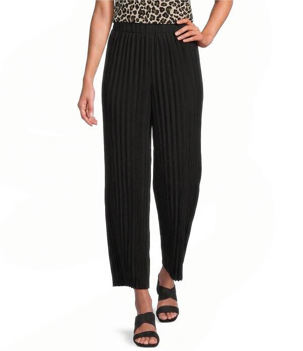 アンクライン レディース ボトムス カジュアルパンツ アンクル Anne Klein Pull On Striped Ankle Pants Anne Black ブラック