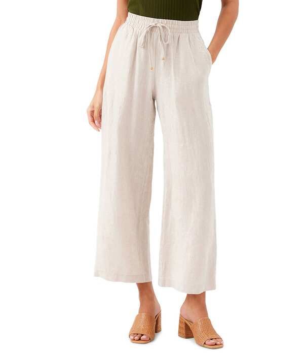 カレンケーン レディース ボトムス カジュアルパンツ ワイドレッグ リネン Karen Kane Linen High Rise Wide Leg Drawstring Pants Oat
