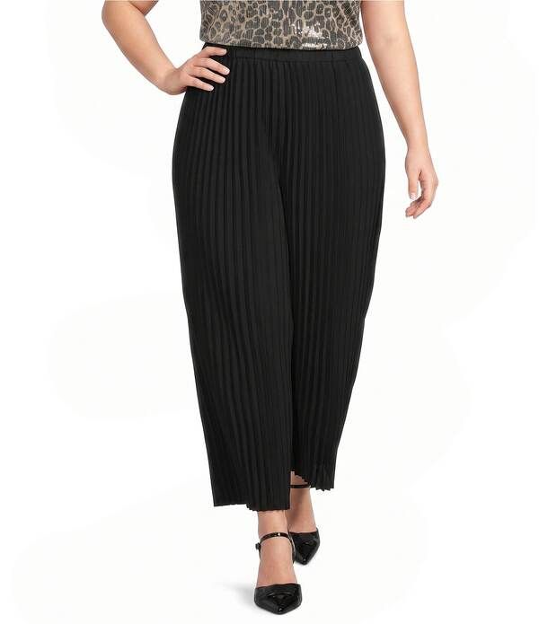 アンクライン レディース ボトムス カジュアルパンツ プラスサイズ アンクル Anne Klein Plusize Pull On Striped Ankle Pants Anne Black ブラッ