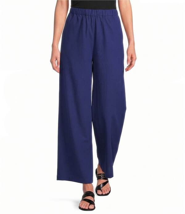 エイリーンフィッシャー レディース ボトムス カジュアルパンツ コットン Eileen Fisher Organicotton Poplin WideLeg PullOn Pants Deep Div