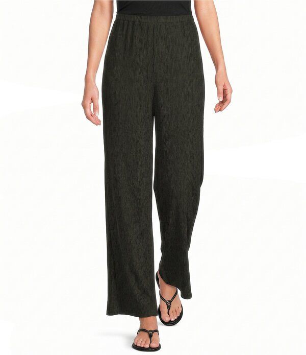 エイリーンフィッシャー レディース ボトムス カジュアルパンツ ワイドレッグ プチ アンクル Eileen Fisher Petite Size Textu red Crinkle Woven Pli