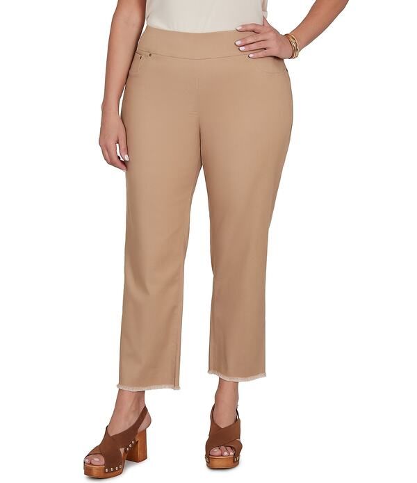 ルビーアールディー レディース ボトムス カジュアルパンツ デニム アンクル フリンジ Ruby Rd Relaxed Fringe Hem PullOn Ankle Denim Pant Khaki