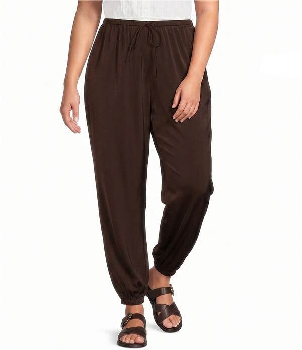ルーシーパリ レディース ボトムス カジュアルパンツ プラスサイズ サテン Lucy Paris Plusize Jasmine High Rise Bubbleg Satin Pants Brown