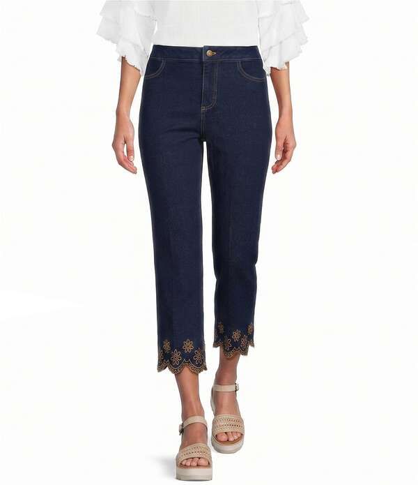 マルチプルズ レディース ボトムス デニムパンツ プチ Multiples Petite SlimsationR TwoWay Stretch Denim Flare Cropants Midnigh