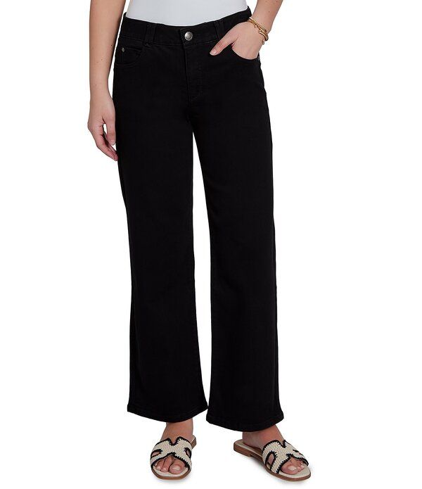 ルビーアールディー レディース ボトムス デニムパンツ ジーンズ Ruby Rd Stovepipe WideLeg Denim Jeans Jet Black ブラック