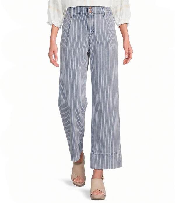 エヌワイディージェイ レディース ボトムス デニムパンツ ワイドレッグ ジーンズ NYDJ Simone Denim HighRise Wide Leg Full Jeans Azure Stripe