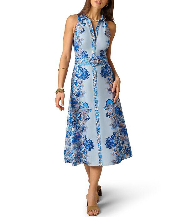 アドリアナ パペル レディース トップス ワンピース プリント ミディ シャツ ノースリーブ Adrianna Day by Adrianna Papell Printed Sleeveless Be