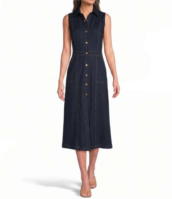 ジュードコーナリー レディース トップス ワンピース ミディ シャツ ノースリーブ チェルシー デニム Jude Connally Chelsea Point Collar Sleevelessnap