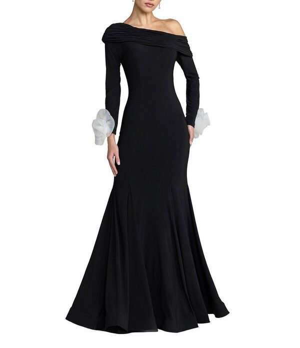 マックダガル レディース トップス ワンピース フラワー柄 ジャージー フラワー Mac Duggal Jersey One Shoulder Long Sleeve Gown With Floral