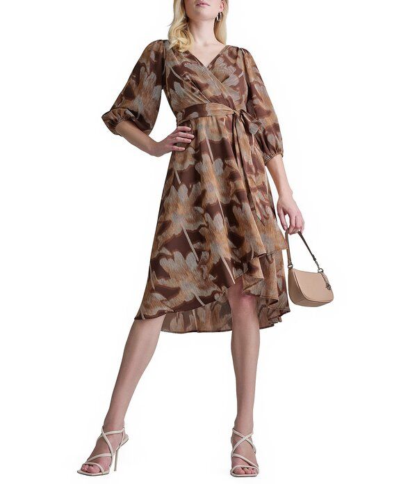 ダナキャラン レディース トップス ワンピース バルーンスリーブ フラワー柄 プリント フラワー DKNY By Donna Karan Balloon Sleeve Floral Print Fau 29,120円