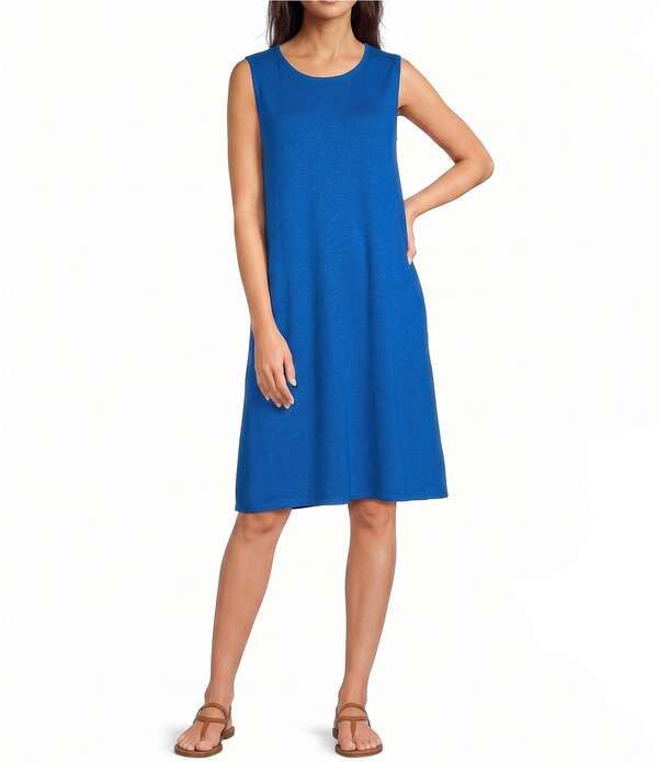 エイリーンフィッシャー レディース トップス ワンピース A ライン パイル ノースリーブ Eileen Fisher Terry Garment Dyed Round Neck Sleeveless
