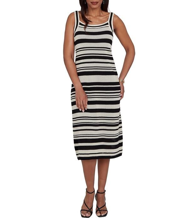 ルビーアールディー レディース トップス ワンピース プチ メッシュ ミディ ノースリーブ Ruby Rd Petite Size Striped Mesh Stitch Woven Square N