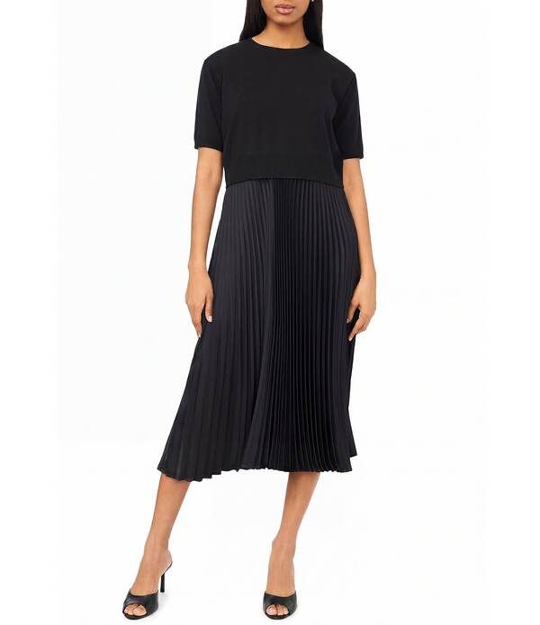ヴィンスカムート レディース トップス ワンピース セーター Vince Camuto Crew Neckline Short Sleeve Sweater 2 Piece Slip Dress Ri