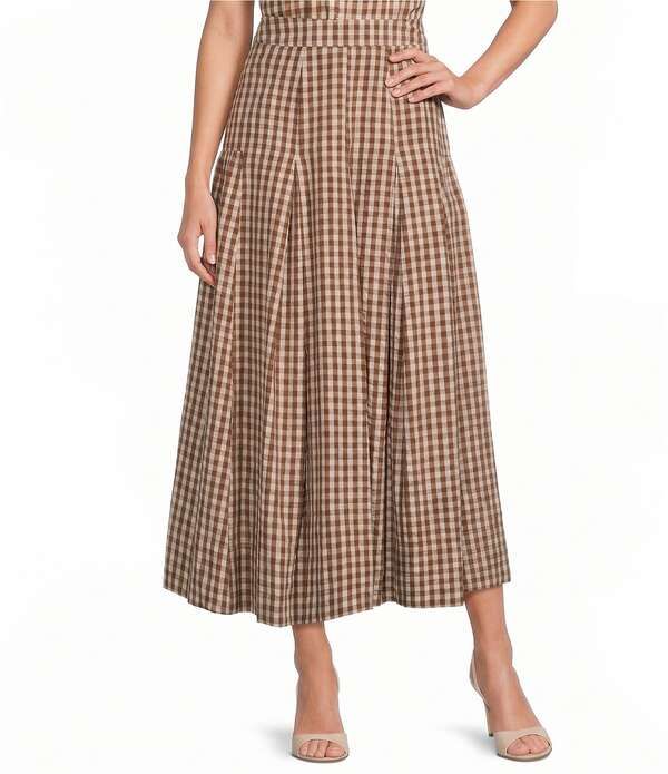 エーラブズエー レディース ボトムスカート ギンガムチェック プリント ミディ ギンガム A Loves A Woven Checker Gingham Print HighRise Coordina