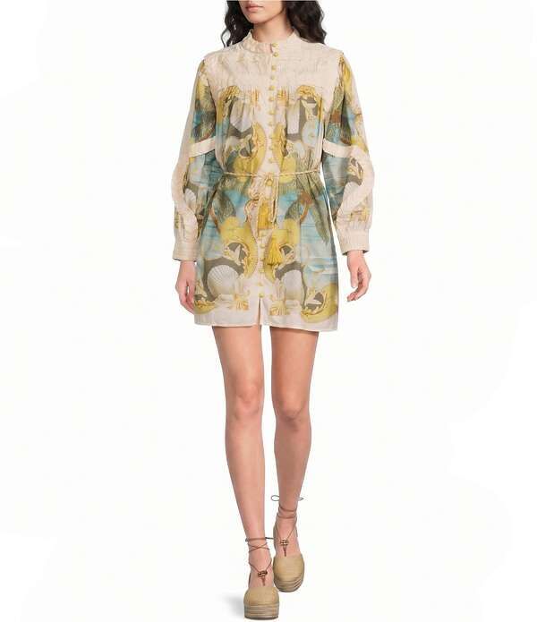 ファーム レディース トップス ワンピース ハイネック ミニ FARM Rio Sand Royal Sea High Neck Long Sleeve Mini Dress Royal Sea Mu