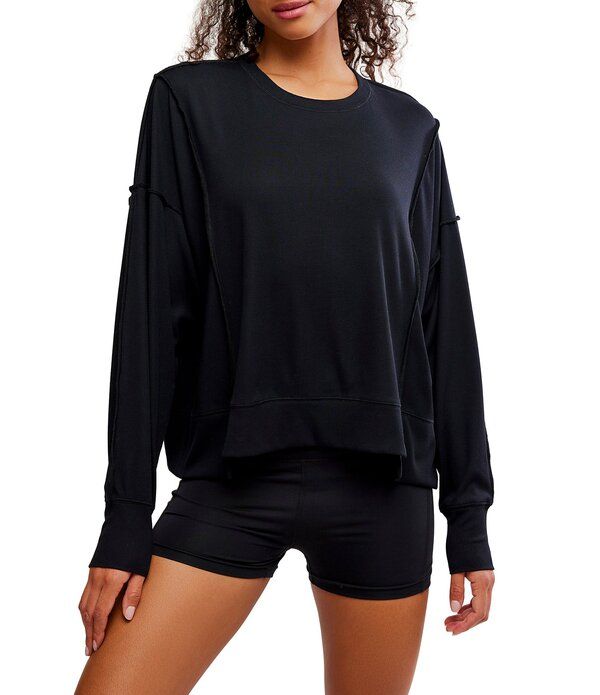 フリーピープル レディース トップス Tシャツ クルーネック Free People FP Movement All My Love Crew Neck Long Sleeve Top Black ブ