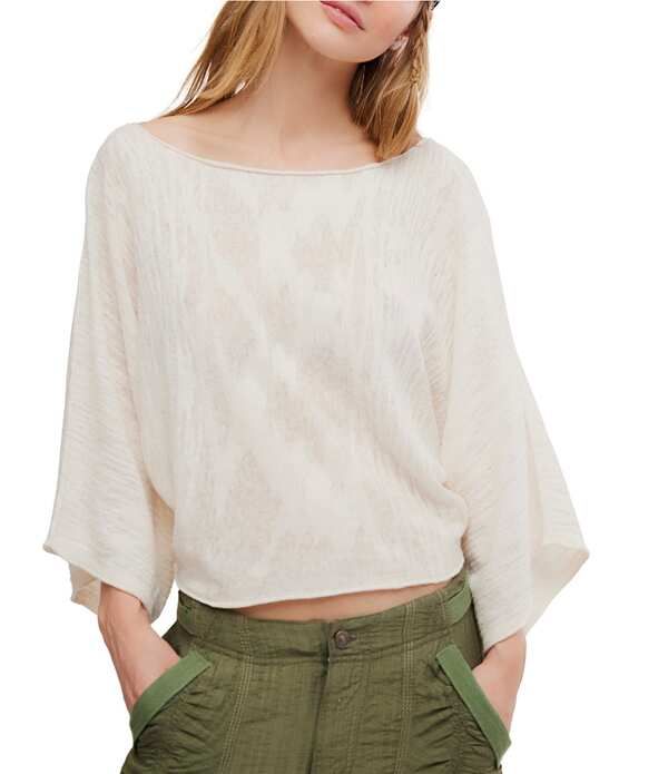 フリーピープル レディース アウター ニット・セーター リネン Free People Amber Breeze OfftheShoulder Long Sleeve LinenBlend Sweat