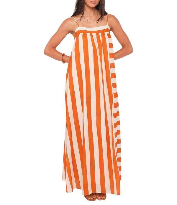 ペタルアンドパップ レディース トップス ワンピース ノースリーブ マキシ Petal Pup Yanika Striped Square Neck Sleeveless Maxi Dress Ora