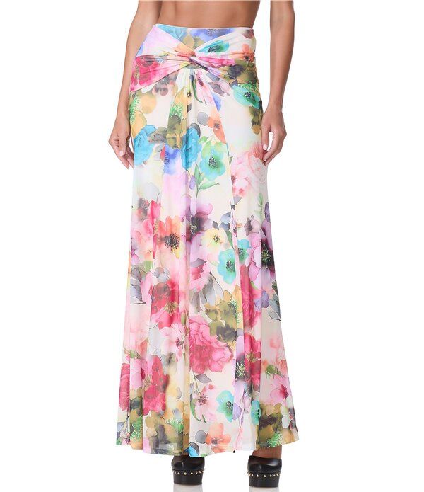 エーエフアールエム レディース ボトムスカート プリント メッシュ マキシ AFRM Amirah Watercolor Blossom Printed Coordinating Mesh Bodyc