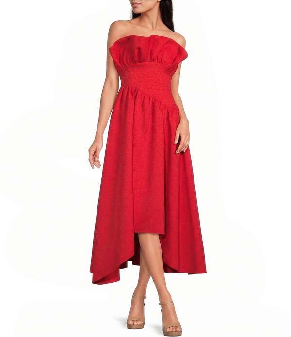 エリアット レディース トップス ワンピース フリル ストラップレス マキシ ELLIATT Laurel Strapless Ruffled HiLow Maxi Dress Red レッド 48,480円
