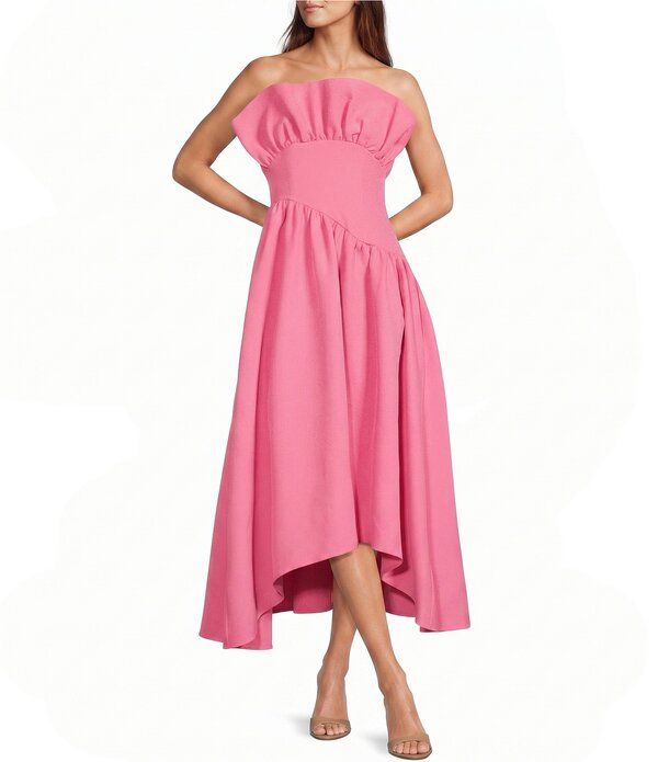 エリアット レディース トップス ワンピース フリル ストラップレス マキシ ELLIATT Laurel Strapless Ruffled HiLow Maxi Dress Pink ピンク