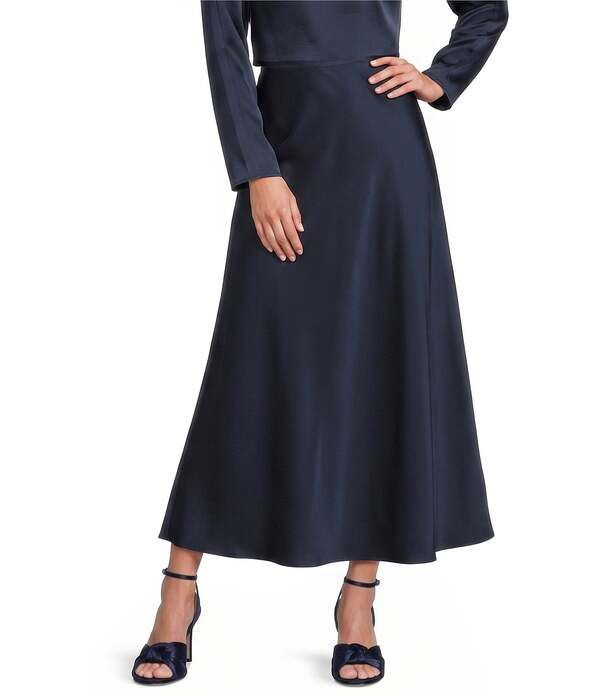 アントニオ メラーニ レディース ボトムスカート A ライン サテン マキシ Antonio Melani BellaLine Coordinating Satin Maxi Skirt Navy ネ