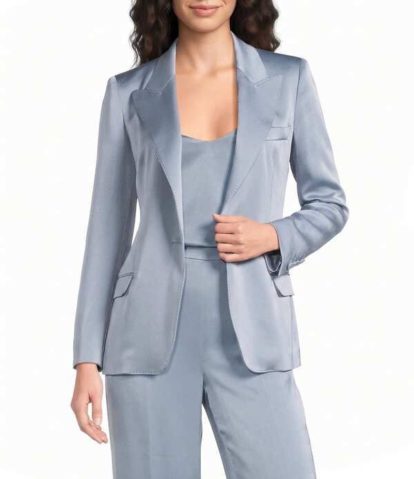 マレーラ レディース アウター コート ブレザー Marella Mllziminotch Lapel Collar Long Sleeve Single Button Blazer Dust Blu