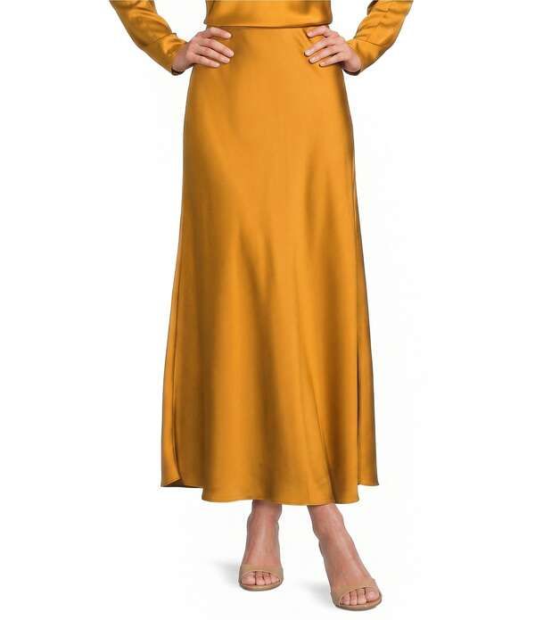 アントニオ メラーニ レディース ボトムスカート A ライン サテン マキシ Antonio Melani BellaLine Coordinating Satin Maxi Skirt Sahara