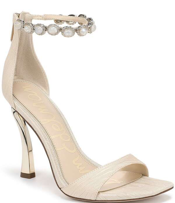 サムエデルマン レディース シューズ サンダル アンクル Sam Edelman Lyra Pearl Embellished Ankle Strap Dressandals Vanilla Bean