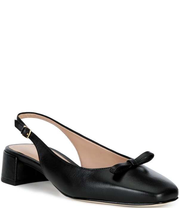 コールハーン レディース シューズ ヒール レザー Cole Haan Patsy Leather Slingback Block Heel Bow Pumps Black ブラック