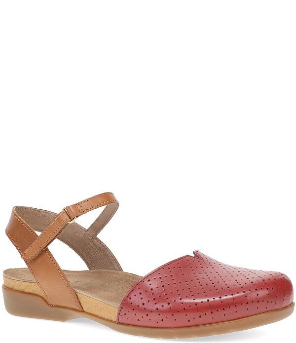 ダンスコ レディース シューズ サンダル アンクル レザー Dansko Rowan Perforated Leather Ankle Strap Mary Jane Clogs Red レッド