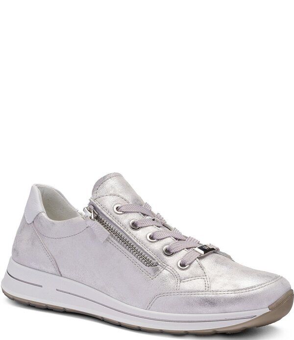 アラ レディース シューズ サンダル トール スニーカー レザー ara Oleanna Metallic Leather Side Zip Sneakers DustyWhite ホワイト